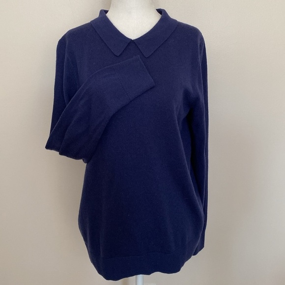 Banana Republic navy blue collared knit sweater - Picture 2 of 11